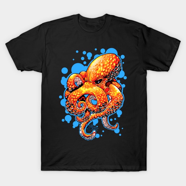 Orange Octopus T-Shirt by dsilvadesigns